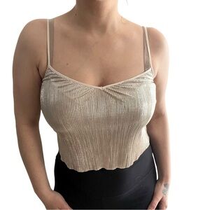 Women’s Vintage Y2K Victoria’s Secret Champagne Metallic Slinky Crop Top SZ XS